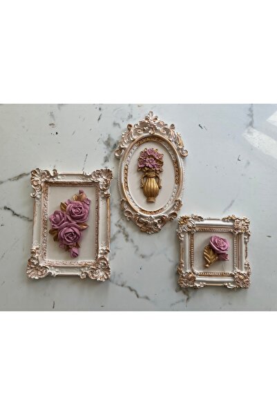 busraconcept Çiçekli duvar dekor 3 lü set