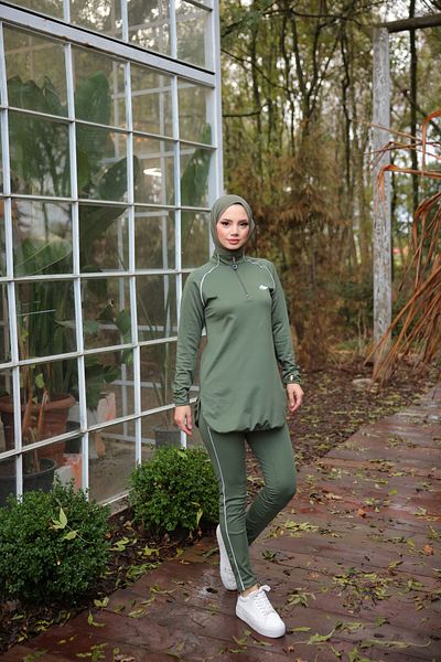 MİMİ Luxury Wear Γυναικείο αθλητικό σετ φόρμας Jogger με φερμουάρ από ύφασμα κατάδυσης