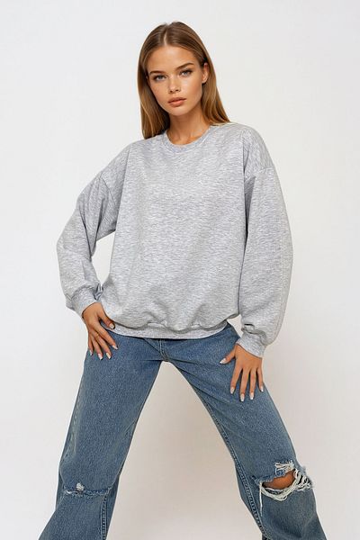 VAGGON Gray Oversize Crew Neck Women's Sweatshirt - Vgn-669-001