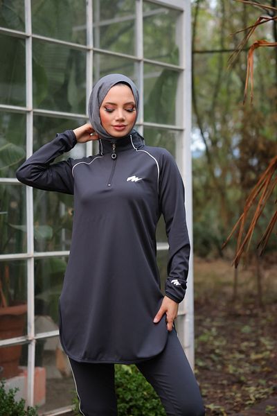 MİMİ Luxury Wear Γυναικείο αθλητικό σετ φόρμας Jogger με φερμουάρ από ύφασμα κατάδυσης