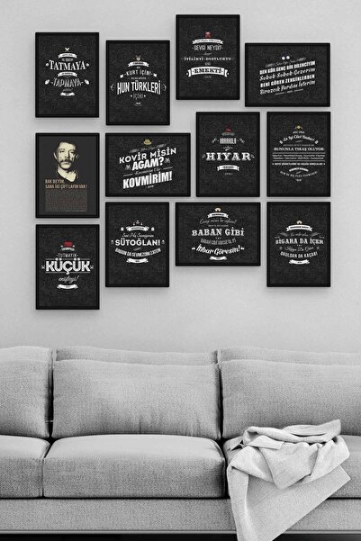 Pi Dekorasyon Yeşilçam 12 Parça Ahşap Mdf Tablo Tgtb1268