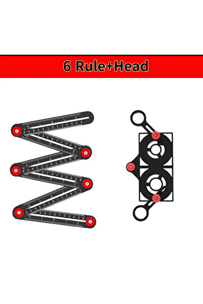 BGA Tile Ruler with 6 Arms - Folding Measuring Protractor Template with Tile Holes
