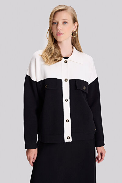 Naramaxx Siyah Beyaz Triko Ceket