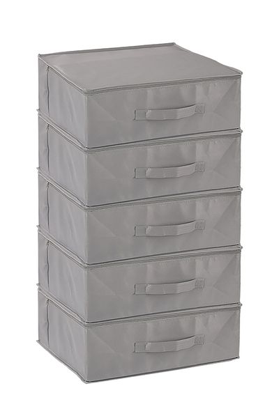 Vedsey Σετ 5 53x44x21 cm Αποθήκευση κάτω από το κρεβάτι και οργάνωση ντουλαπιού - Πάπλωμα και οργάνωση μαξιλαριών, Hurç Grey
