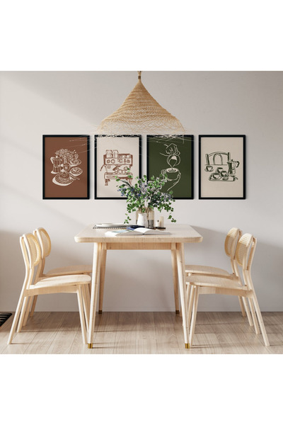 Pi Dekorasyon Kahve Köşesi Duvar Dekoru , Çerçeve Görünümlü Modern MDF Tablo ...