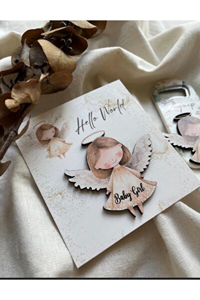 İSİM LAZER Bebek Magneti / Bebek Mevlidi / Yeni Doğan Ahşap 10 Adet Kartlı