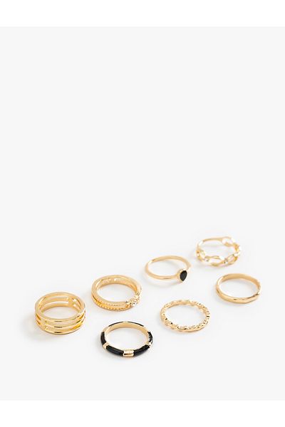 Koton Set of 7 Stone Detailed Steel Rings