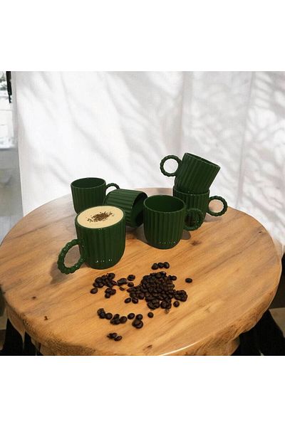 HomeSipahi Set of 6 Patterned Bead Handle Trend Mug - Mug and Glass
