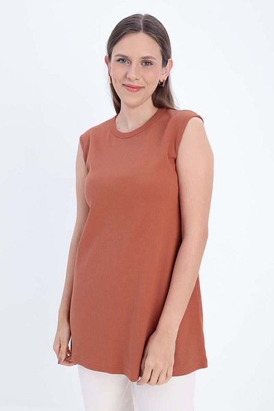 ALLDAY Tile-Cotton Ribbed Sleeveless T-Shirt