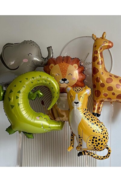 Öztürkpartievi طقم بالونات فويل سفاري على شكل حيوانات سفاري 5 قطع