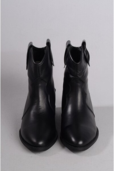 SEÇ KUNDURA SEÇ 88240 HAKİKİ DERİ GİZLİ DOLGU TOPUK KADIN BOT ( Topuk Boyu:7 cm ) SİYAH