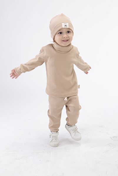 BABYSİ KİDS CLUB Balıkçı Yaka Boğazlı Fitilli Pamuk Bereli 3'l ü Takım Bebek Ve Çocuk Giyim