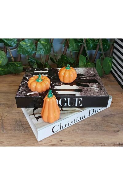 Genel Markalar Balkabağı 3'lü Dekor Kombin Set Beton Kabak Obje Biblo Bal Kab...