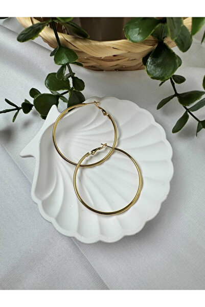 DARGENTOPELİT Big Thin Ring Steel Earring (Gold)