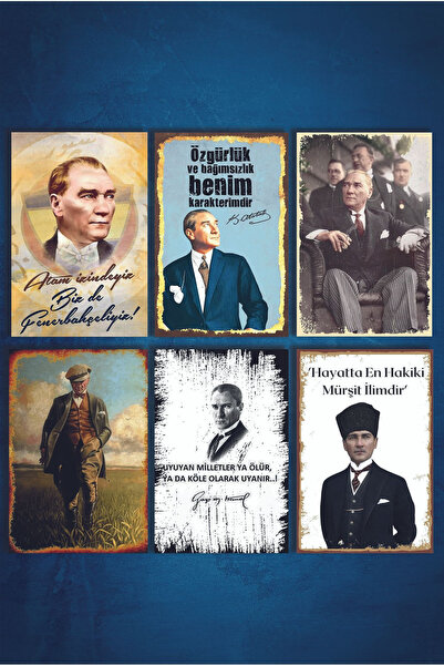 Mustafa Kemal Atatürk Retro Wooden Poster 6pcs(15x20)