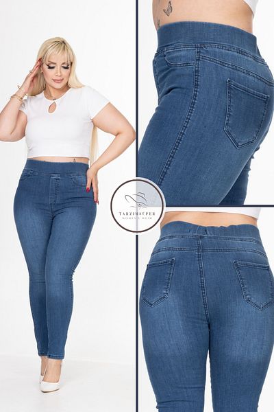 tarzımsüper Plus Size Full Lycra Stretchy Comfort Model Elastic Waist Recovery High Waist Leggings Jeans