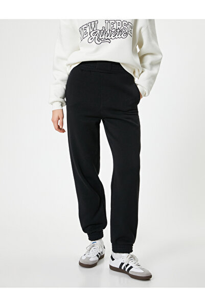 Koton Şardonlu Jogger Eşofman Altı Yüksek Bel Cepli Rahat Kalıp