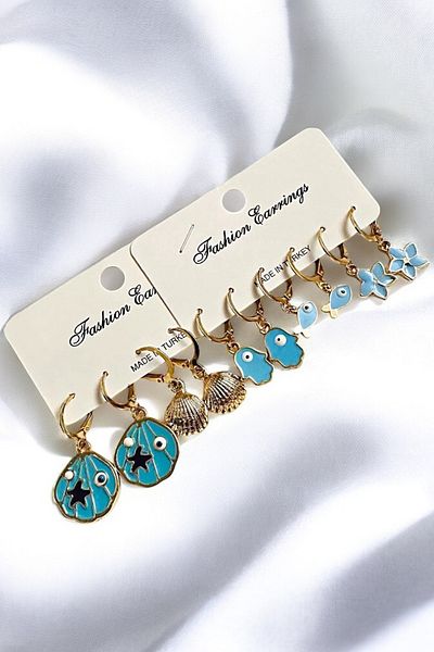 PETEK AKSESUAR 10 Piece Shell Earring Set