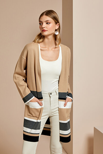 Naramaxx Çizgili Uzun Triko Hırka