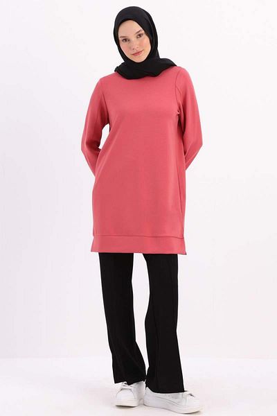 ALLDAY Light Rose-Sleeve Zippered Tunic