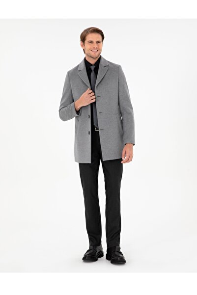 Pierre Cardin Light Gray Extra Slim Woolen Cashew Coat