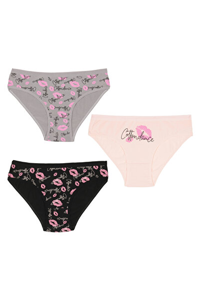 İNSPİRA Набір з 3 бавовняних трусиків з еластаном для жінок - Kiss з малюнком...