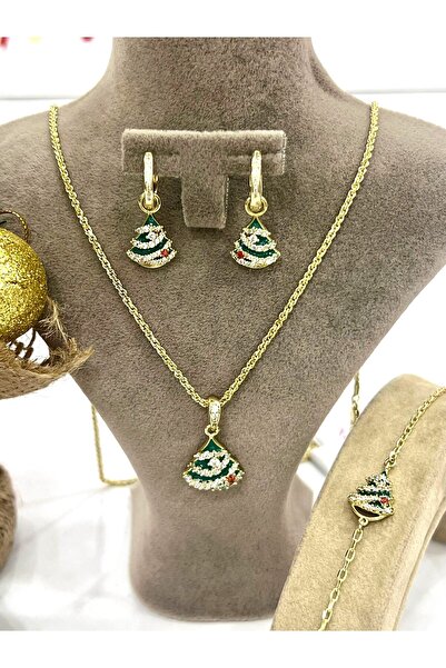 XUPING JEWELRY Yılbaşı Noel Çam Ağacı Hediyelik Kolye Set (14k Gold/60cm)
