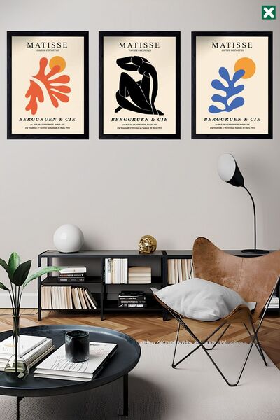 Öz Kupa Dekoratif 3’lü Set 20x 30 Cm Çerçeve Görünümlü Modern Mdf Tablo