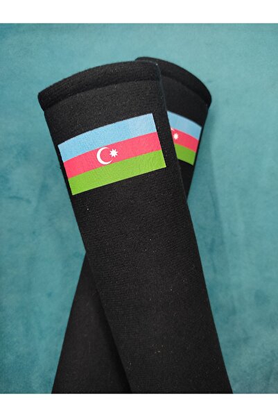 SS Oto DİJİTAL AZERBAYCAN BAYRAĞI BASKILI SİYAH Oto Emniyet Kemer Kılıfı & Pe...