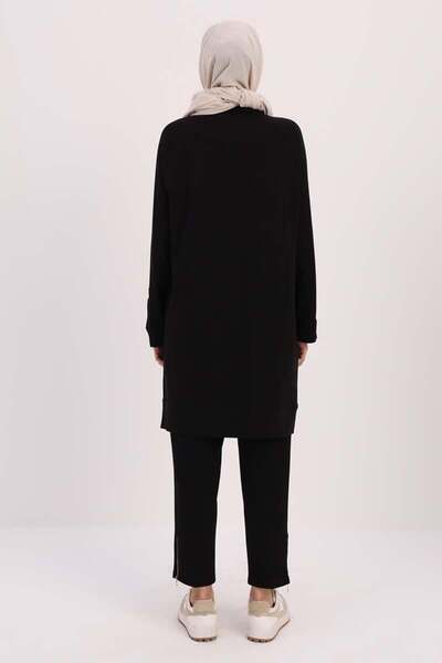 ALLDAY Siyah-GÖMLEK YAKA YARIM PATLI YIRTMAÇLI TUNİK