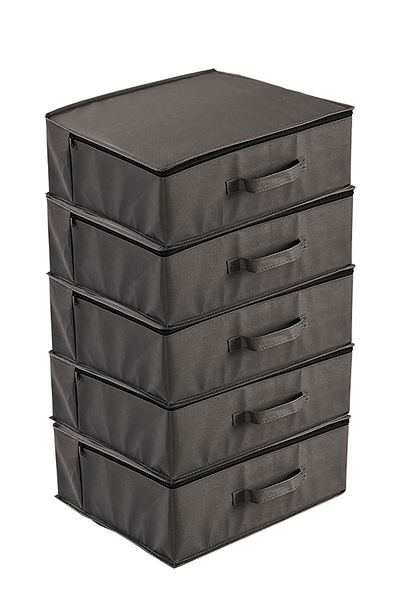 Vedsey Σετ 5 53x44x21 cm Ανθρακί Βάση κρεβατιού και Organizer ντουλαπιών - Comforter and Pillow Organizer