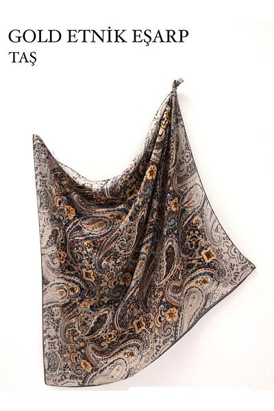 FRESCO SCARFS ΧΡΥΣΟ ΕΘΝΙΚΟ ΣΧΕΔΙΟ ΚΑΡΔΙΟΝ ΜΑΝΤΗΛΙ