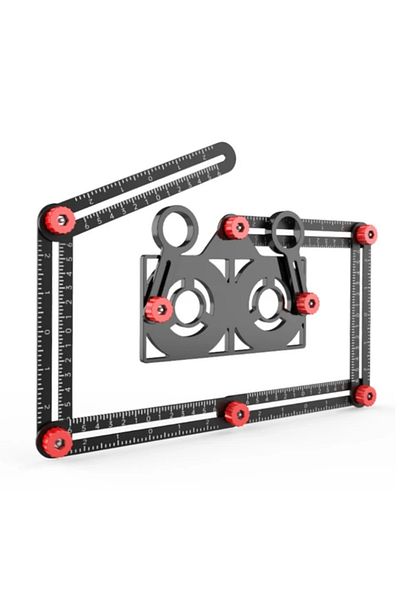 BGA Tile Ruler with 6 Arms - Folding Measuring Protractor Template with Tile Holes