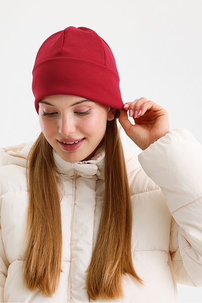 Butikgiz Women's Burgundy Thermal 100% Cotton Soft Beret Sultan Style Series (2 Different Looks in One)