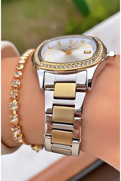 Daniel Klein Gold Colored Women's Wristwatch and Bracelet Gift