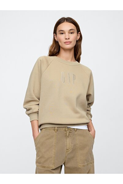 GAP Kadın Bej Gap Logo Vintage Soft Raglan Sweatshirt