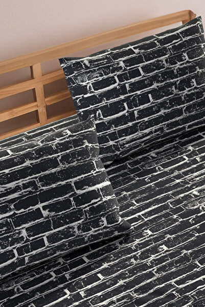 Lorien Anthracite Stone Patterned Fitted Sheet Set - Single/ Double/ King Size