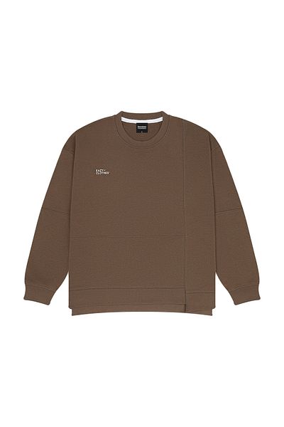 Eazy Co Hanorac premium oversize unisex, maro major (maro) cu gât de bicicletă, petice de primăvară