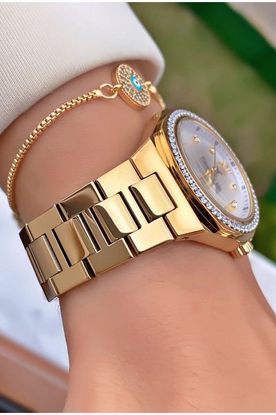Daniel Klein Brand Gold Color Waterproof Women's Wristwatch - With Bracelet Gift