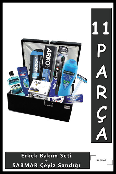 Arko Men Sabmar Erkek Bakım Seti - Damat Çeyiz Sandık Nişan Bohça Seti 11 Par...