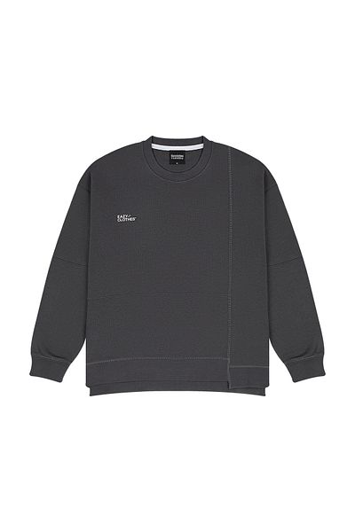 Eazy Co Hanorac premium oversize unisex cu gât crew afumat de primăvară cu patchwork