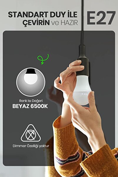 SULED Tasarruflu Led Ampül 5'li Set 15w Güçlü Aydınlatma Smd Led Beyaz Işık 6500k E27 Standart Lamba