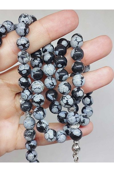 Yasamtohumu Snowflake Obsidian Stone 99 χάντρες προσευχής 8mm (5640)