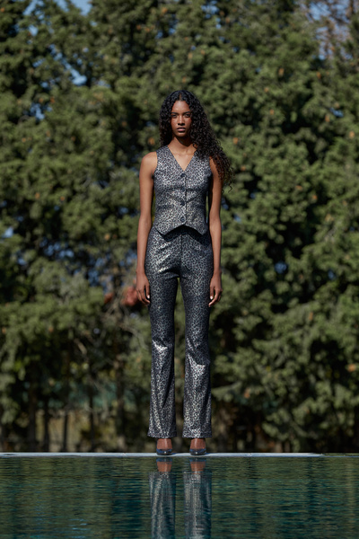 Nur OSKAY Jesus, Leopar Deri Görünümlü Yelek Pantolon Takım