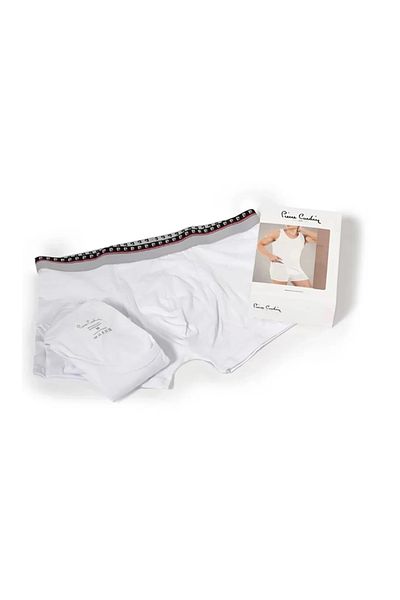 Pierre Cardin Men's White Lycra Cotton Athlete and Boxer Set - Roz.1.El50.T