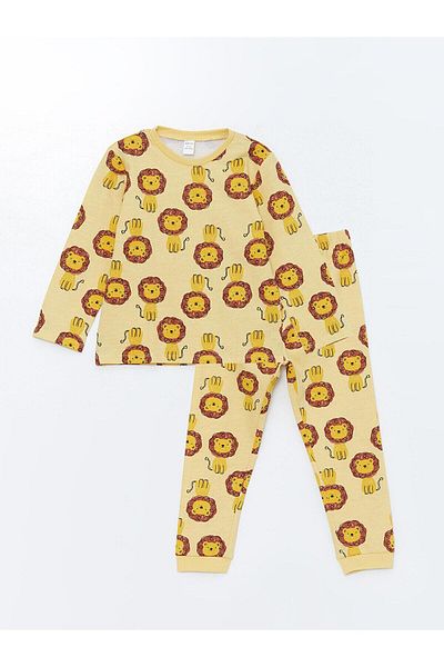 LC Waikiki LCW baby Crew Neck Long Sleeve Printed Baby Boy Pajamas Set