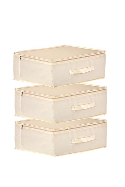 Vedsey 53x44x21 cm Οργανωτής κάτω από το κρεβάτι και ντουλάπα - Σετ 3 πάπλωμα κρέμας Hurç και οργανωτής μαξιλαριών
