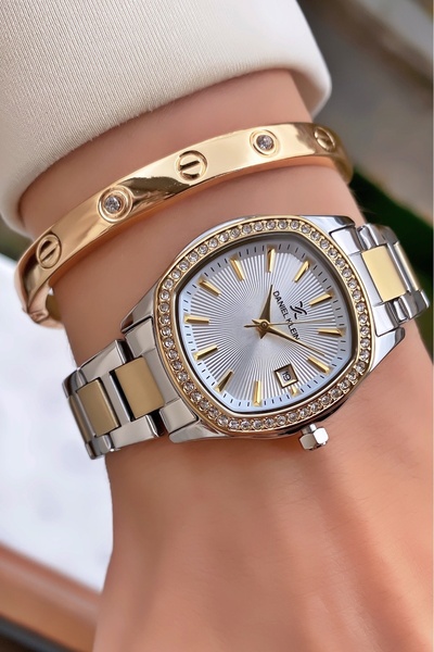 Daniel Klein Gold Colored Women's Wristwatch and Bracelet Gift