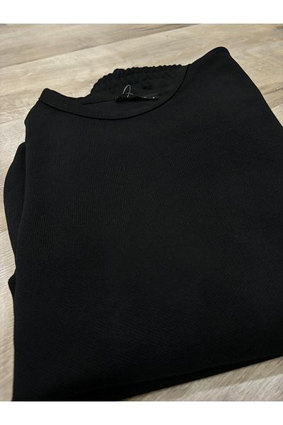 hot fashions طقم علوي نسائي أسود اللون مصنوع من القطن بنسبة 100% عالي الجودة - طقم بنطلون سويت مكون من قطعتين