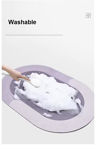 BEYZANA Γκρι πατάκι μεγάλου μεγέθους - Οβάλ μακρύ, Magic, Βάση απορρόφησης νερού, 40*120